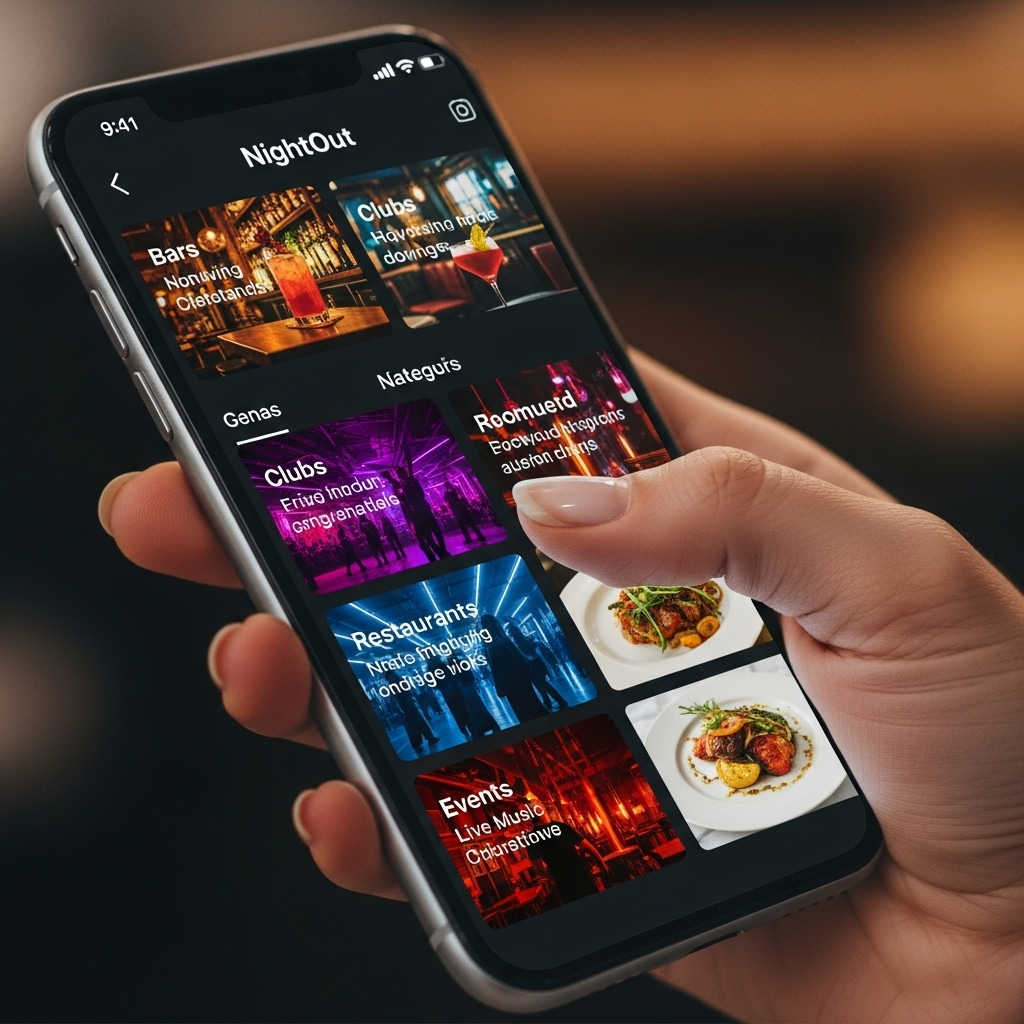 A smartphone showing the NightOut app interface